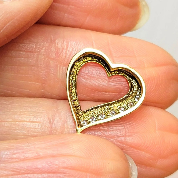 10k yellow gold pave set  diamond heart pendant charm - Picture 7 of 9